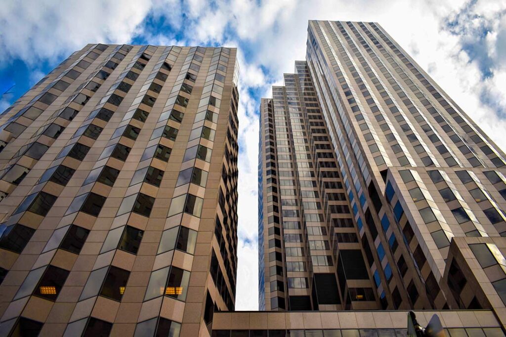 highrise building in connecticut. Looking from the street