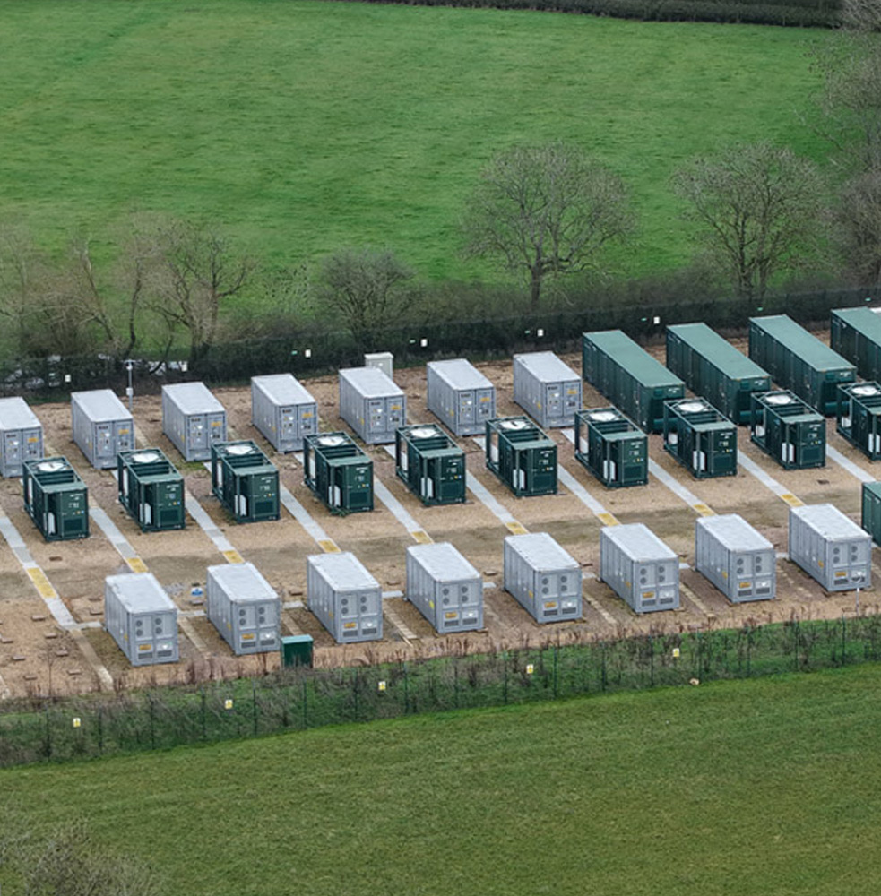 Wideshot of energy storage containers outside