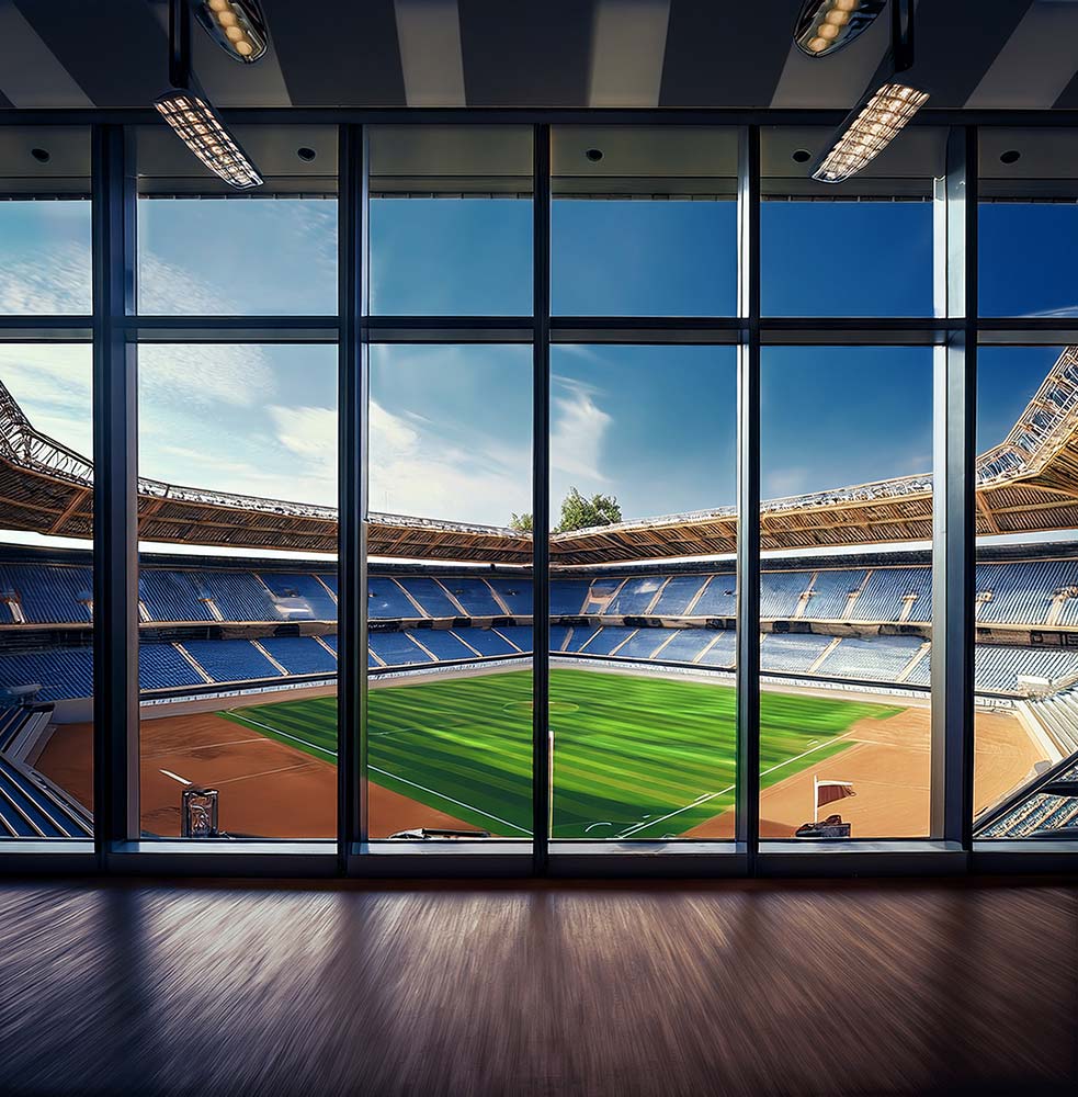 Office overlooking a sporting event