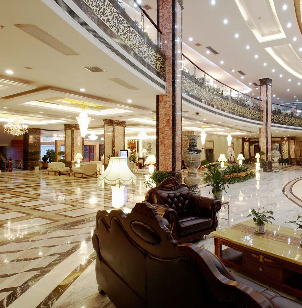 Large upscale hotel lobby