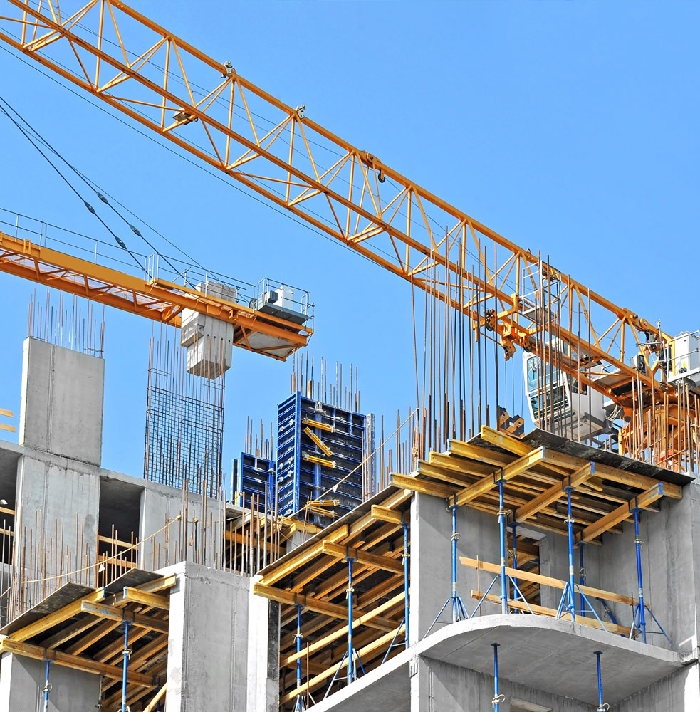 Construction on high-rise building