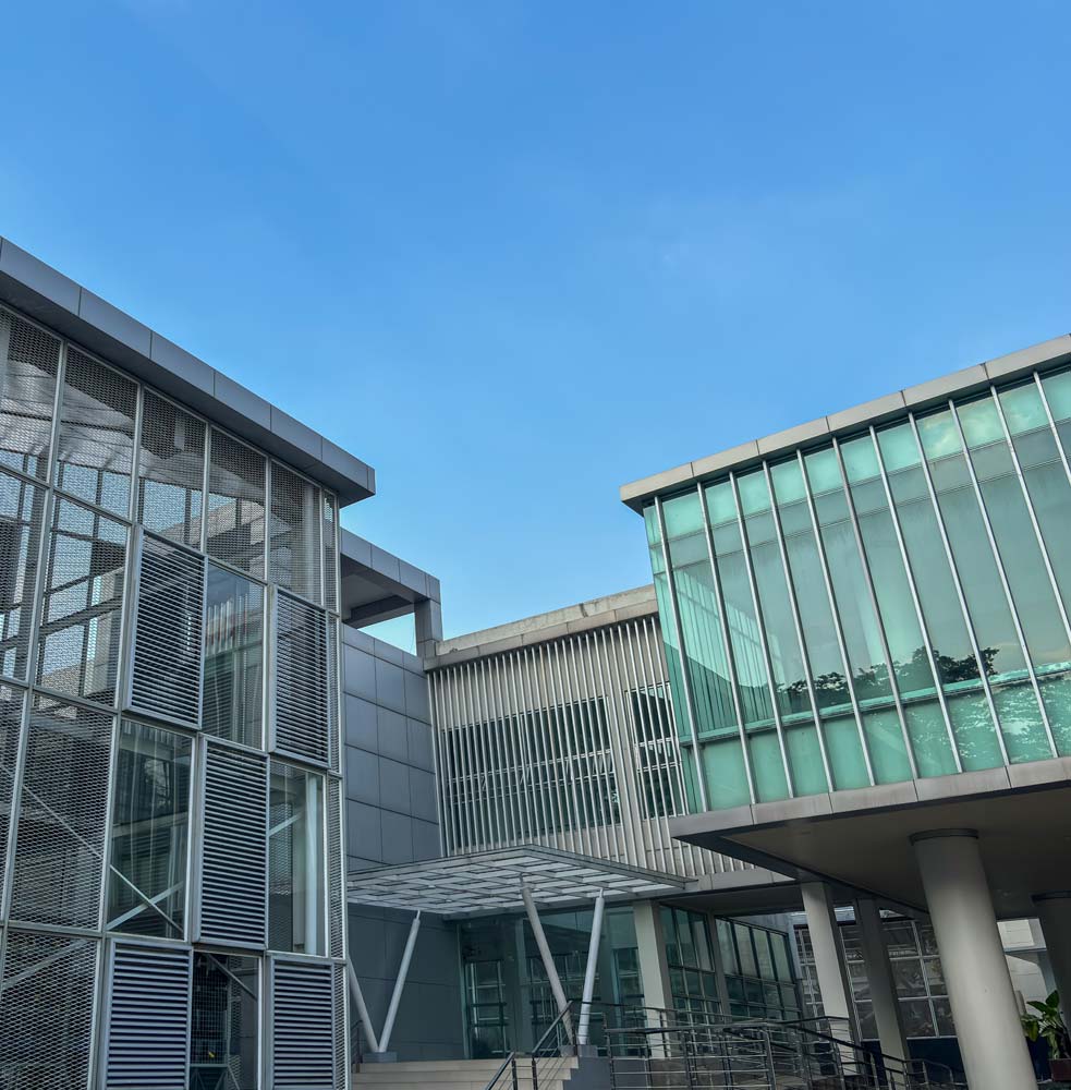 The front of a science building