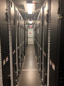 Shot of an energy storage system narrow walkway