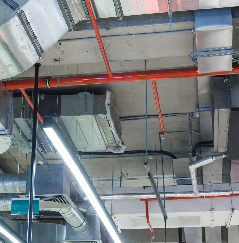 Looking up at Firesystem on ceiling